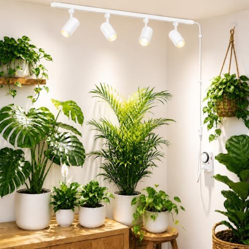 3 CCT LED Track Grow Lights for Indoor Plants, 4x35W, 2 Rails, White by OTeedo