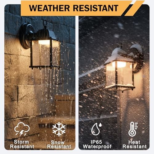 LIT-PaTH Outdoor Wall Light Dusk to Dawn, Aluminum, LED 3000K, Black 2 Pack - Image 4