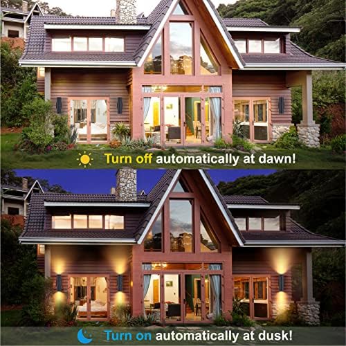DAKAFUL Dusk to Dawn Outdoor Lighting Sensor Wall Lights 2Pack, 12W 2700K Integrated LED Cylinder Up Down Lights Outdoor, IP65 Waterproof Aluminum Wall Sconce Exterior Wall Light for Porch Patio etc. - Image 2