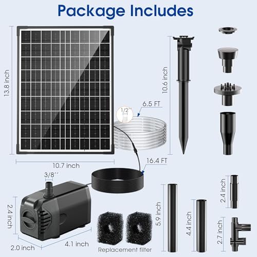 Biling 20W Solar Pond Pump 320GPH Dry-Run Protection Quiet Pump For Garden - Image 2