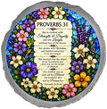 Magnolia Garden 10-Inch Proverbs 31 Bible Verse - Faux Stained Glass Religious Garden Stone, Weather-Resistant Resin Pathway Accent, Inspirational Christian Floral Outdoor Yard Decor & Walkway Plaque by DicksonsGifts
