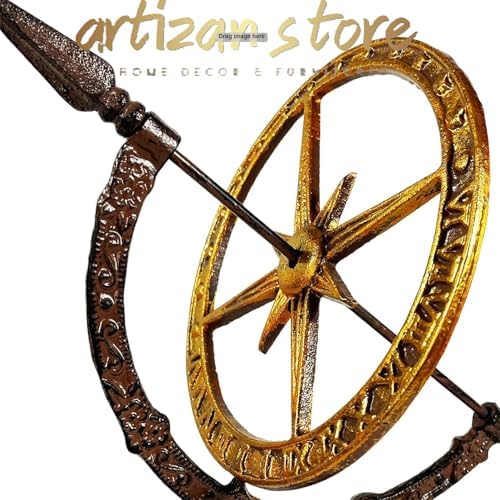 ARTIZANSTORE Iron Armillary Sundial – Rustic Bronze & Gold Roman Numeral Decor | Vintage Celestial Garden Sculpture - Image 4