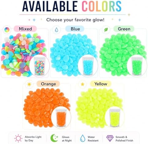 Colorful Glow in the Dark Rocks, 200/400/600/1000PCS Colorful Luminous Decorative Stones, Pebbles for Garden Walkway Aquarium Fish Tank Patio Lawn Yard DIY Decor (Orange,1000) - Image 3