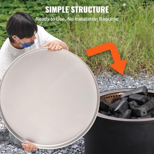 VEVOR Fire Pit Cover Lid, Compatible with The Solo Stove Bonfire 27" Portable Firepit Spark Screen,Stainless Steel Metal Cover, Wood Burning and Camping Stove Accessory, for Outdoor Patio Backyard - Image 6