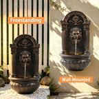 31" H Lion Head Wall Fountain, Outdoor Resin Fountain, Bronze - Image 3