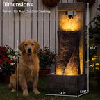 Redlife 39" Outdoor Waterfall Fountain, Modern Wall Water Feature with LED Lights, Resin Floor Standing Fountain with Adjustable Pump, Tall Patio Garden Backyard Decor - Image 2