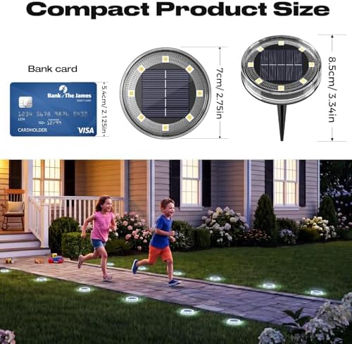 vighep 24 Pack Solar Ground Lights, 2.8 inch Flat Solar Light Outdoor Waterproof, Anti Rust, Low Profile Led Solar Powered Disc Lights Landscape Lighting for Yard,Walkway,Lawn,Path - Cool White - Image 5
