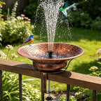 Deck Mounted Bird Bath with Railing Clamp, Solar Bird Bath Fountains by TICKCACY-EnrichYourLife