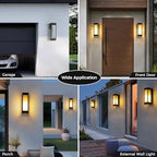 Cerdeco 13" Black Modern Outdoor Wall Sconce with 3 Side Frosted Glass - Image 6