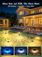 Floating-Solar-Pool-Lights 4 Pack, RGBWW 12 Lighting Modes Remote Control - Image 3