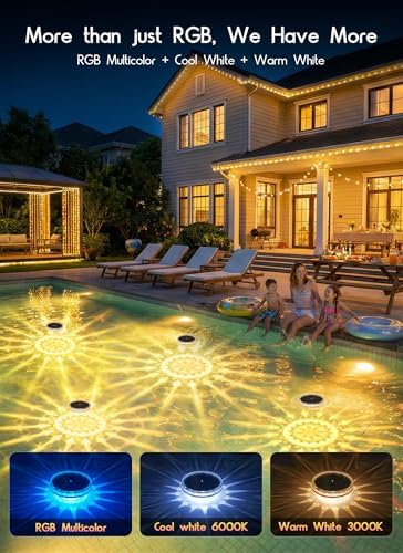 Floating-Solar-Pool-Lights 4 Pack, RGBWW 12 Lighting Modes Remote Control - Image 3