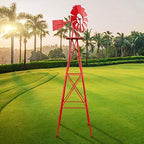 Garden Windmill - 8ft Decorative Metal Windmill with Weatherproof Powder Coating, Easy-Glide Spinner Blades, Heavy-Duty Ground Stake for Yard, Lawn, Farmhouse Decor, Red - Image 3
