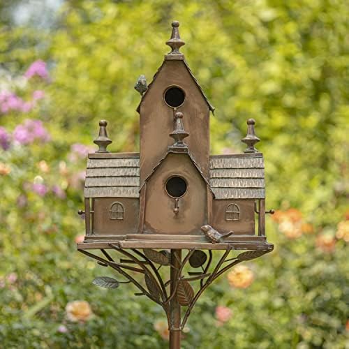 Zaer Ltd. Large Copper Colored Multi-Birdhouse Stakes, Room for 5 Bird Families in Each (XL Country Farm Home Colorado) - Image 3