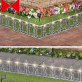 Jumbl Decorative Solar Wrought Iron Metal Look Garden Border Fence (4 Pieces) by Jumbl