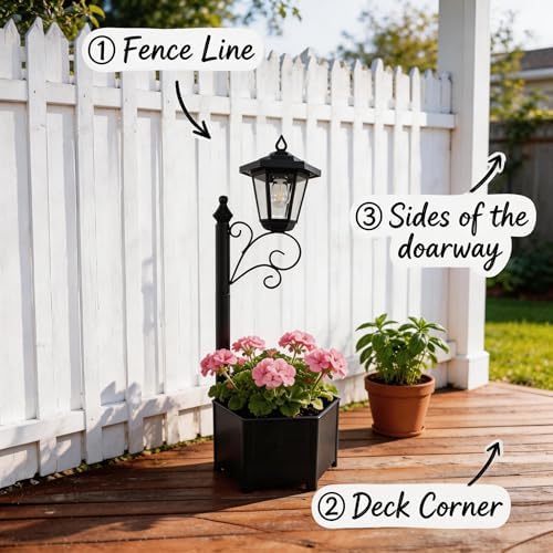 2Pack Solar Planter with Street Lamp Post 2-in-1, 75 cm, Black - Image 5