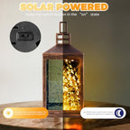 Solar Lantern Outdoor, Garden Hanging Lantern Solar Powered - Glass Waterproof Brushed Copper Solar Table Lantern Decorative Lights Flash and Steady-on Modes for Patio, Backyard, Garden - Image 4