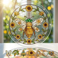 Bee Acrylic Puzzle Suncatcher, Floral Garden Window Hanging Ornaments, Stained Glass Effect Garden Decor for Puzzle Lover by GIKZO