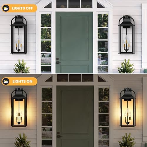 24” Wall Sconces Set of Two, Extra Large Outdoor Lights for House - Image 2