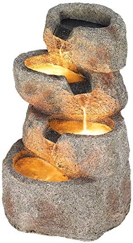 Glacial Rock Zen 30" Large Water Outdoor Indoor Fountain with LED Lights - Image 5