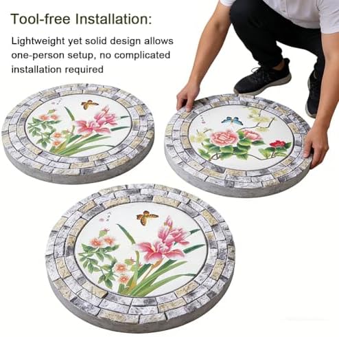 GZHERVICES Garden Stepping Stones for Landscaping Arrangements, Lawn Stepping Stones for Gardens, Outdoor Decorative Accents, Handcrafted Outdoor Lawn Pathway Ornaments(Multi-Colored-A) - Image 6