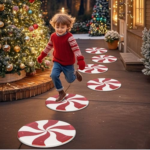 Dunzy 6 Pcs Peppermint Outdoor Decor Christmas Stepping Stone, 8", Sty1 - Image 5