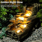 Sunlinua 35 L Wood Grain Cascading Garden Outdoor Water Fountain with LED - Image 2