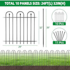 Garden Fence Animal Barrier - 10 Panels, 32 in(H) x 24 ft(L) No Dig Garden Fence, Arched Decorative Garden Fence Border with Ground Stakes, Rustproof Metal Fencing for Yard Patio Dog Rabbit - Image 2