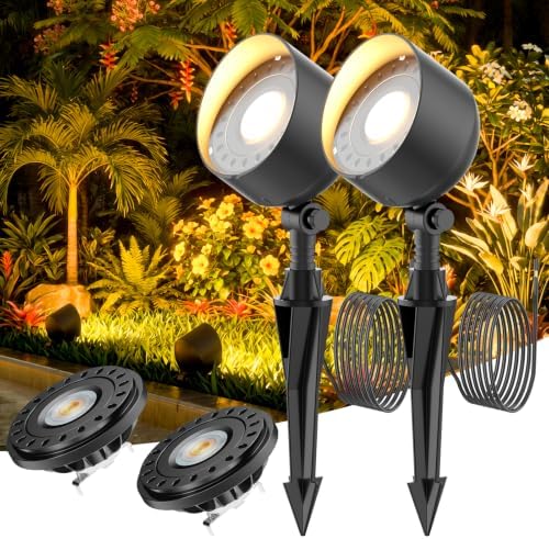 PAR36 LED Landscape Spotlights Flood Light 2-Pack 10W 2700K 12-24V by Makenovo