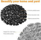 River Rock Stepping Stones Outdoor for Garden Walkway, 12 inch Diameter 6 Pcs Round Shape Paver Step Stones Polished Pebble River Stone Mat for Yard Lawn Patio Pathway Walk Way - Black - Image 4