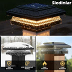 SIEDiNLAR Solar Post Cap Lights 4x4 & 5x5, 6 Pack 2 Modes 50 Lumens Black - Image 6
