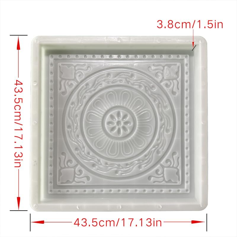 Stepping Stone Concrete Mold for Decorative Garden, Square Floral Pattern, 17.13 x 17.13 x 1.5 inches, Used for DIY Garden Path Stepping Stone Cement Molds（1 Pack） (Pattern-E) - Image 5