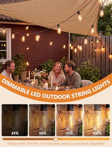GOOTHY LED Outdoor String Lights 45Ft Patio Lights with 32 Shatterproof ST40 Vintage Edison Bulbs (2 Spare), Hanging Outdoor Light UL Listed for Porch Garden Backyard Balcony Decor - Image 5