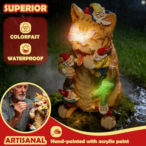Sunthus Garden Gnome Cat Yard Art Resin Statue Décor - Image 3