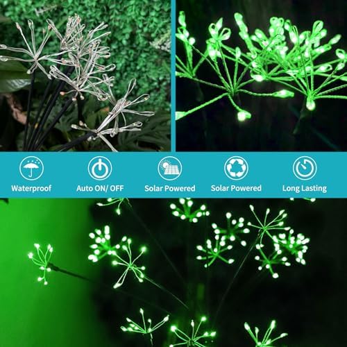 JJGoo Solar Garden Lights, New Upgraded 6 Pack Solar Swaying Starburst Light, Waterproof Fireworks Outdoor Lights, Yard Patio Pathway Decoration, Green - Image 3