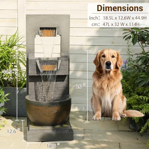 Sunlinua 39H Modern Outdoor Water Fountain with LED Light - Image 3