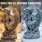 OLOMA Medieval Gargoyle Concrete Garden Statue Handmade Outdoor Gothic Beast Decor Cement Guardian Fantasy Creature Sculpture Yard Ornament Lawn Patio Porch Decor Garden Accent Gift - Image 6