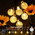 Outdoor Solar String Lights, 2x46FT 66LED 8Modes Crystal Solar Powered Christmas Fairy String Lights Waterproof for Outside Yard Fence Easter Holiday Party Garden Decor 2Pack(Warm White) - Image 2