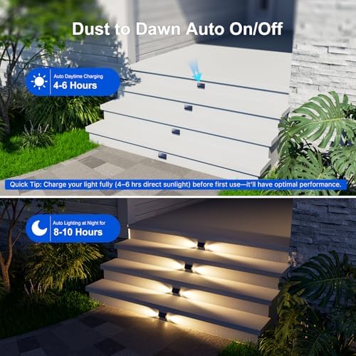 6-Pack Solar Deck Stair Lights, Waterproof, 2-Sided Warm White LED - Image 4