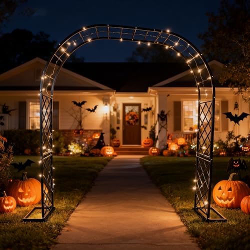 Black Heavy Duty Metal Garden Arch Trellis 90.5" W x 94.5" H for Climbing Plants, Decorative Archway Wedding Arch Frame for Patio, Backyard, Patio, Lawn, Pathway - Image 4