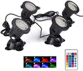 SHOYO Pond Lights, Color Changing Spotlights with Timer, Submersible Fountain Lights Memory Dim Adjustable IP68 Waterproof Underwater RGB for Outdoor Garden Yard Lawn Water Pond Fountain, 4 in Set by SHOYO