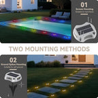 LumiZen Upgraded Solar Driveway Lights with Remote Control 12 Pack, 9 Color Changing & 12 Modes IP68 Waterproof for Marine Dock Deck and Walkway Pathway Garden Yard, RGB LED Outdoor Markers Landscape - Image 7
