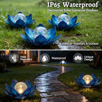 Huaxu Solar Lights Outdoor Garden Decoration Crackle Globe Glass Waterproof LED Metal Blue Lotus Flowers Gift for Mom,Women,Patio,Lawn,Walkway,Tabletop,Ground - Image 5