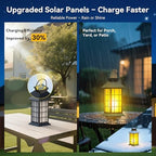 2 Pack 13" Black Solar Lantern with Flickering Flame Candle | Outdoor Waterproof Hanging Solar Lanterns, Metal & Glass Lights for Garden Decoration, Rustic Gifts for Mom - Image 5