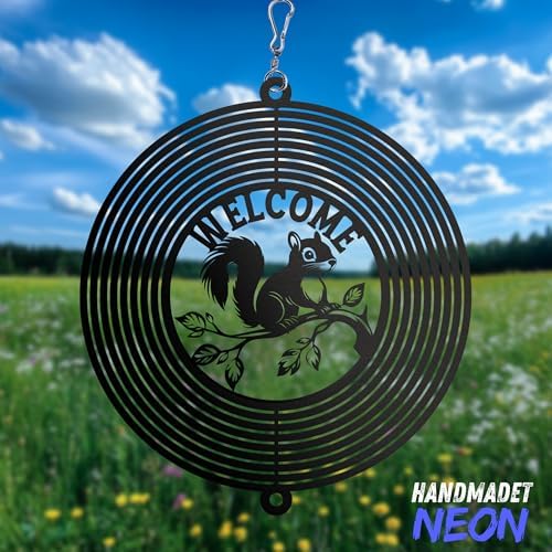 Personalized Wind Spinner Sublimation Hummingbird Custom Name Flowers Metal Art Laser Cut Design 3D Decor for Garden Yard Outdoor Indoor Lawn Patio Porch Birds Lover Presents (Squirrel) - Image 3