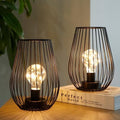 TRIROCKS Metal Cordless Table Lamp - 8'' Tall Set of 2 Cage Shape Battery Operated Lamp with Fairy Lights Bulb for Indoor/Outdoor Use Perfect for Christmas Garden and Weddings (Black,Set of 2) by TRIROCKS