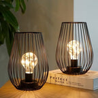 TRIROCKS Metal Cordless Table Lamp - 8'' Tall Set of 2 Cage Shape Battery Operated Lamp with Fairy Lights Bulb for Indoor/Outdoor Use Perfect for Christmas Garden and Weddings (Black,Set of 2) by TRIROCKS