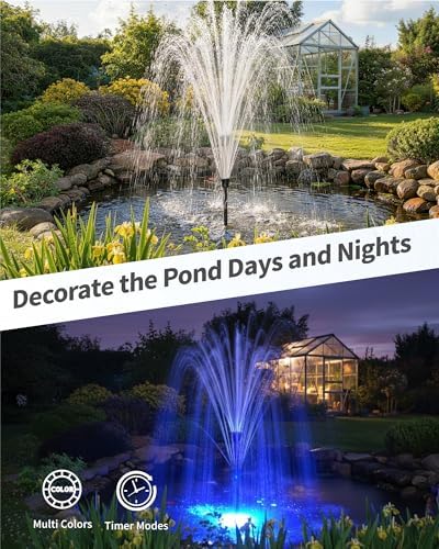 POPOSOAP Pond Pump with LED Lights, 660GPH Submersible Pump RGB Pond Filter System with Adjustable Height & Water Flow for Garden Pond Fish Tank Day & Night Pond Decoration -P1104D - Image 3