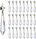 24Pcs 63mm Clear Crystal Chandelier Icicle Prisms with Octagon Beads,Crystals Lighting Lamp Replacement Parts,Christmas Wedding Party Decor (Clear Color with Gold Pin, 63mm (2.5inches)) by KINGSCRYSTAL