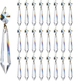 24Pcs 63mm Clear Crystal Chandelier Icicle Prisms with Octagon Beads,Crystals Lighting Lamp Replacement Parts,Christmas Wedding Party Decor (Clear Color with Gold Pin, 63mm (2.5inches)) by KINGSCRYSTAL