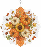 12 Inch Thanksgiving Pumpkins Wind Spinner for Yard and Garden,Fall Maple Leaf Plants Stripes Orange Hanging Ornaments Outdoor 3D Kinetic Wind Sculpture Spinners Indoor Outdoor Patio Décor Gift by Unknown